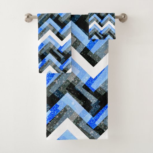 Blauwe zwarte witte kaas getextureerd  bad handdoek (Insitu)