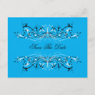 Blauwe zwarte witte zwembroeken sparen de Datum Aankondigingskaart