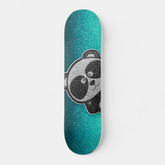 Blauwe zwarte zwarte panda skateboard (Voorkant)