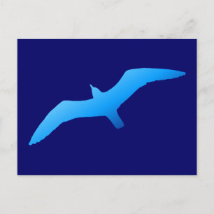 Blauwe zwevende meeuw briefkaart