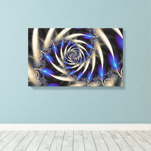 Blauwe zwijn canvas afdruk (Insitu (Houten vloer))