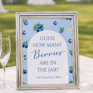 Blauwebes Baby Shower Raad Hoeveel Bessen Spel Poster