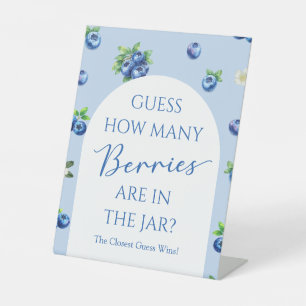 Blauwebes Babyshower Raad Hoeveel Bessen Spel Reclamebord Met Voetstuk