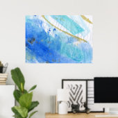 Blauwen 005 Abstract Waterverf getextureerd papier Poster (Thuiskantoor)