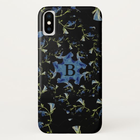 Blauwen en zwarte pagina fractale kunst Monogram Case-Mate iPhone Case (Achterkant)