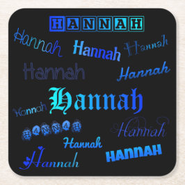 Blauwen op zwart - Hannah Vierkante Kartonnen Onderzetter