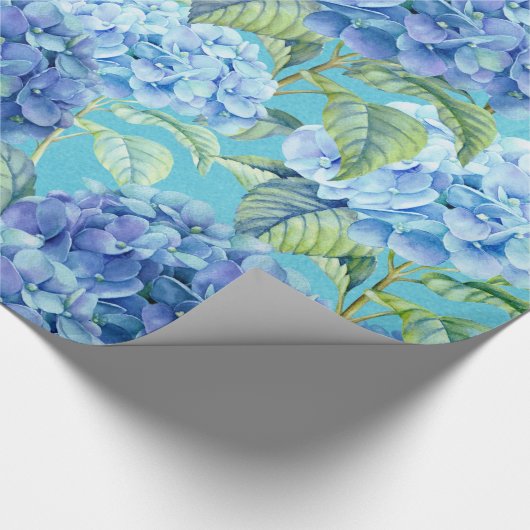 Blauwflesje Hydrangea Bloedpatroon Cadeaupapier (Hoek)