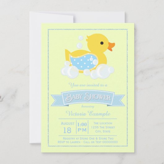 Blauwgeel Schattige Rubber Duck Baby shower Kaart (Voorkant)