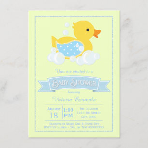 Blauwgeel Schattige Rubber Duck Baby shower Kaart
