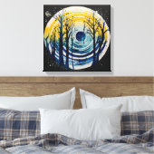 Blauwgeel Sunset Forest Waterverf kunst Canvas Afdruk (Insitu (Slaapkamer))
