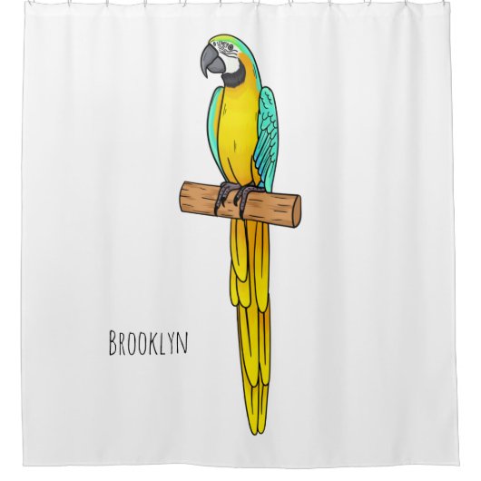 Blauwgele cartoon douchegordijn (Voorkant)