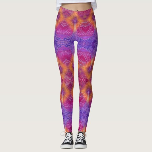 blauwgele diamantboom leggings (Voorkant)
