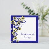 Blauwgele verloving trouwdag kaart (Staand voorkant)