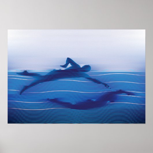 Blauwgelijnde swimmer Silhouettes Poster (Voorkant)
