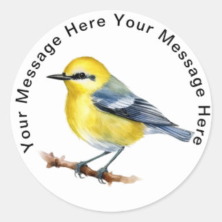 blauwgevleugelde grasmus ronde sticker