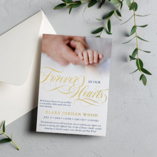 Blauwgoud voor altijd in ons hart Baby herdenking Folie Uitnodiging