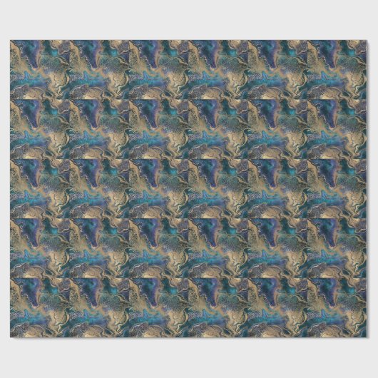 Blauwgouden marmering: abstracte achtergrond. cadeaupapier (Vlak)