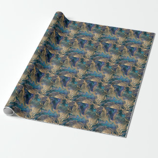 Blauwgouden marmering: abstracte achtergrond. cadeaupapier