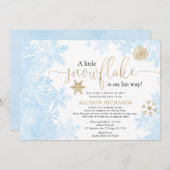 Blauwgouden sneeuwvlok Douche door Mail boy baby s Kaart (Voorkant / Achterkant)