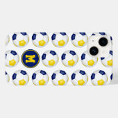 Blauwgouden voetballen patroon monogram Case-Mate iPhone case (Achterkant (horizontaal))