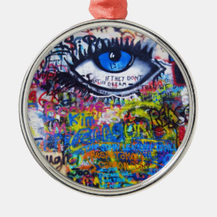 Blauwgraffiakoorts Metalen Ornament