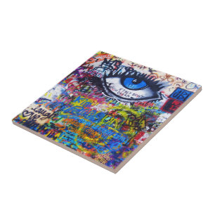 Blauwgraffiakoorts Tegeltje