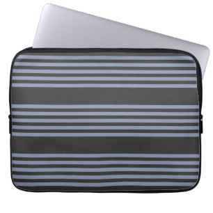 Blauwgrijs en houtskool met vijf stripe patronen laptop sleeve