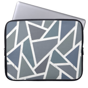 Blauwgrijs mozaïekpatroon laptop sleeve