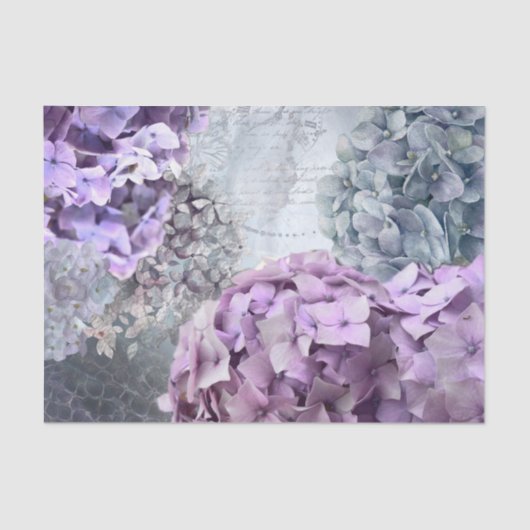 Blauwgrijze  florale hydrangea Bloedpatroon Tissuepapier (Voorkant)