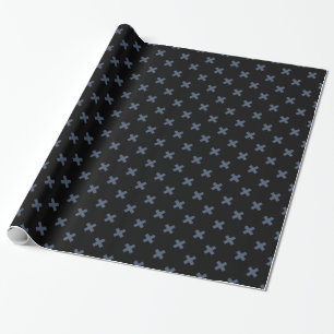 Blauwgrijze kruisstiften op zwarte cadeaupapier