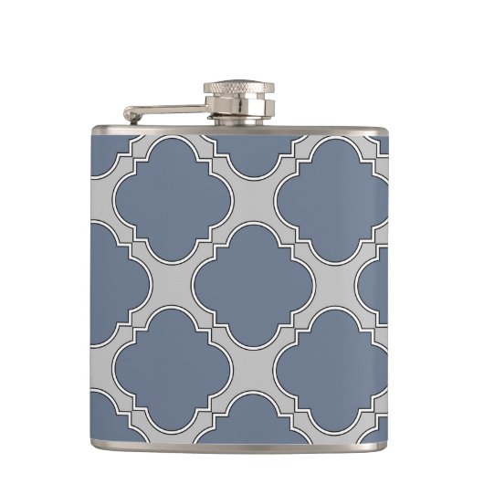 Blauwgrijze quatrefolie heupfles (Voorkant)