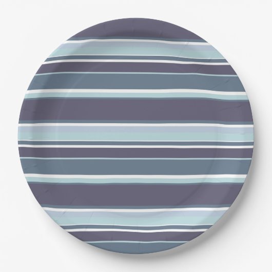 Blauwgrijze strepen papieren bordje (Voorkant)