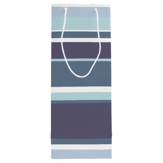 Blauwgrijze strepen wijn cadeautas (Achterkant)