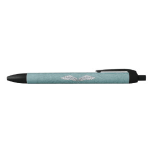 Blauwgrijze vleugels zwarte inkt pen