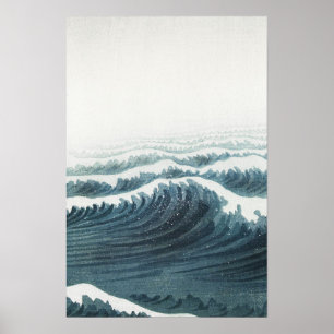 Blauwgrijze zeegezicht kunst poster