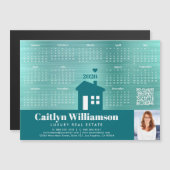 Blauwgroen 2026 Kalender Realtor Foto QR Code Magn (Voorkant / Achterkant)