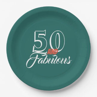 Blauwgroen 50- en Fabulous Birthday Party Papieren Bordje