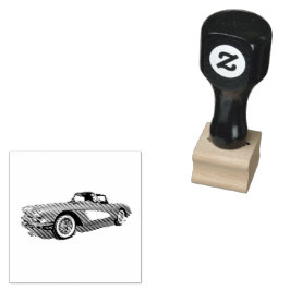 Blauwgroen 59 Corvette Car Red Explosion-achtergro Rubberstempel