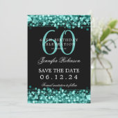 Blauwgroen 60e verjaardagsfeest Save the Date Kaart (Staand voorkant)