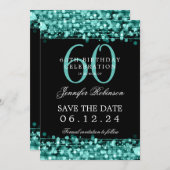 Blauwgroen 60e verjaardagsfeest Save the Date Kaart (Voorkant / Achterkant)