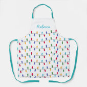 Blauwgroen aangepaste kerst Kleurrijke lichten Pat Schort (Voorkant)