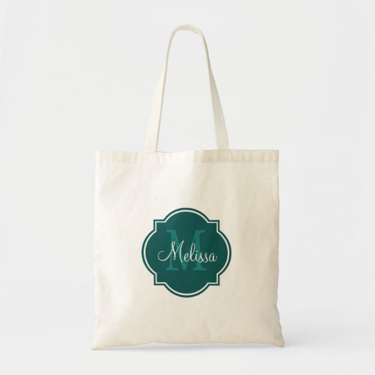 Blauwgroen aangepaste monogram Canvas tassen (Voorkant)
