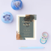 Blauwgroen AARDE TONEN WEDDING INVITE QR Code Flyer (Enkel)