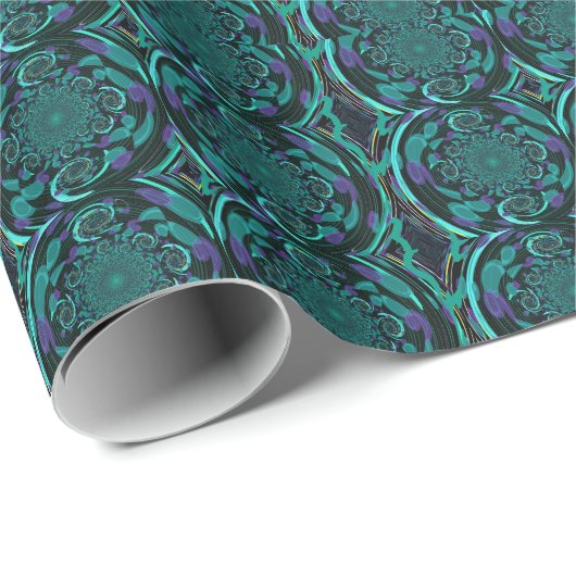 Blauwgroen Abstract dimensionaal ontwerp Cadeaupapier (Rol Hoek)