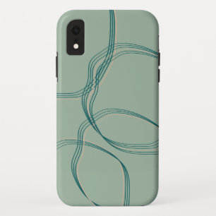 Blauwgroen Abstracte Geometrische Telefoonhoes iPhone XR Hoesje