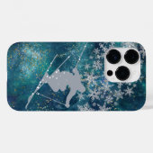 Blauwgroen Abstracte goudsneeuwskiester Case-Mate iPhone Case (Achterkant (horizontaal))