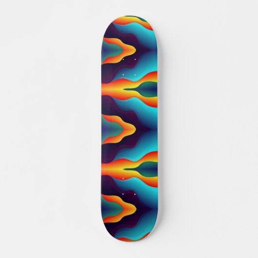 Blauwgroen Abstracte vlammen Skateboard (Voorkant)
