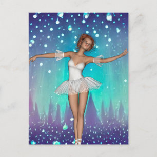 Blauwgroen achtergrond van Ballerina Painted Pearl Briefkaart