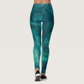 Blauwgroen acrylvezel Abstracte vloeisel Leggings (Achterkant)