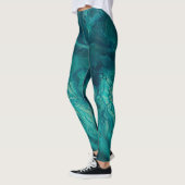 Blauwgroen acrylvezel Abstracte vloeisel Leggings (Links)
